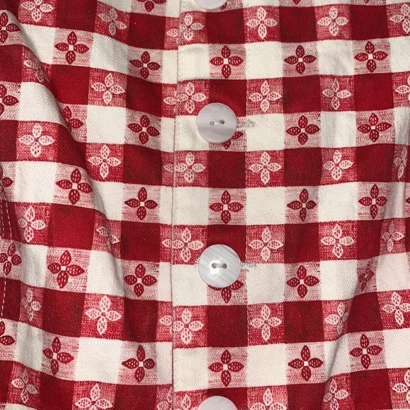 Rachel Antonoff Daisy Gingham Romper Red White Size 4 Picnic Checkered Vacation - Picture 5 of 16